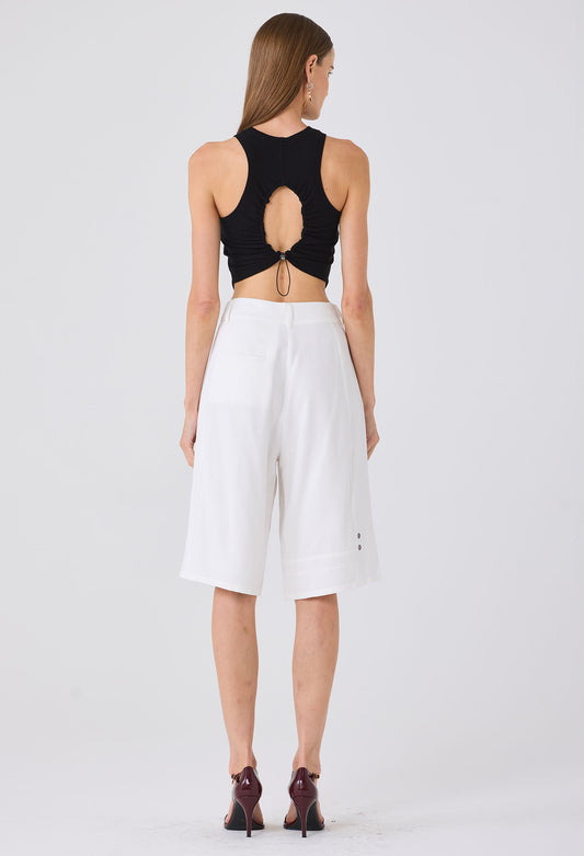 EFFY RUCHED BACK TANK BLACK