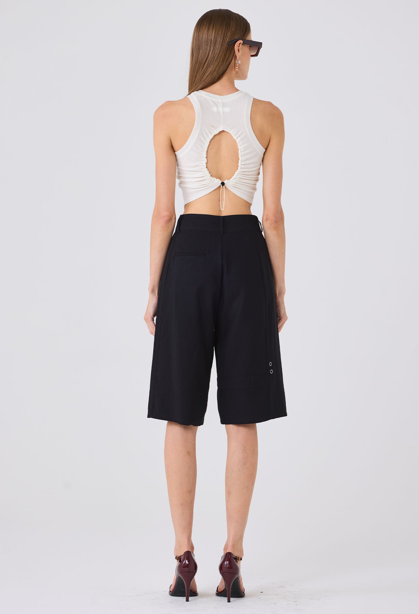 EFFY RUCHED BACK TANK WHITE