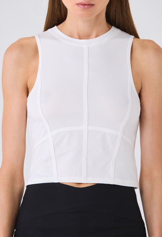 SOREN SEAMED CROPPED TANK BRIGHT WHITE