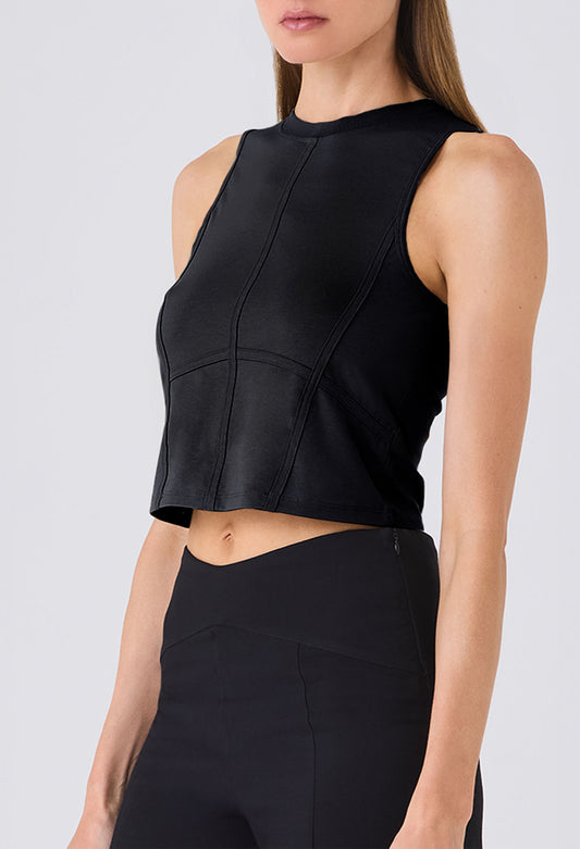SOREN SEAMED CROPPED TANK BLACK