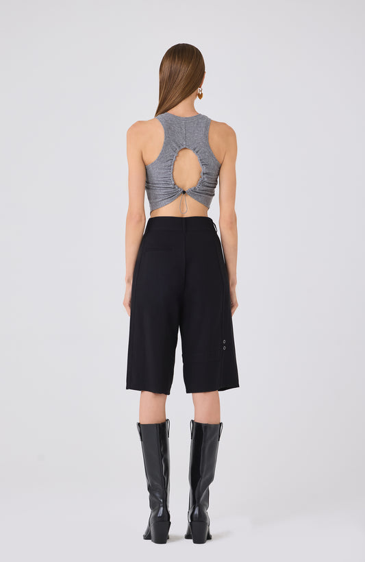 EFFY RUCHED BACK TANK HEATHER GREY