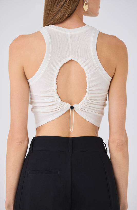 EFFY RUCHED BACK TANK WHITE