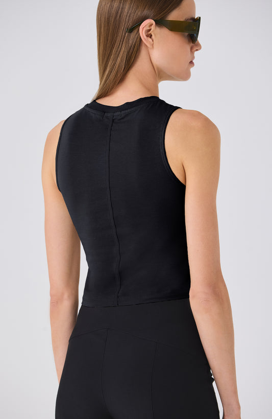 SOREN SEAMED CROPPED TANK BLACK