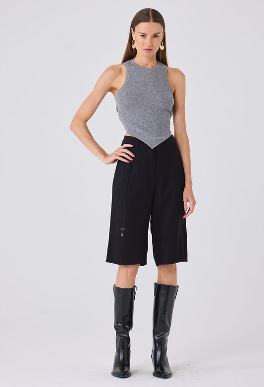 EFFY RUCHED BACK TANK HEATHER GREY