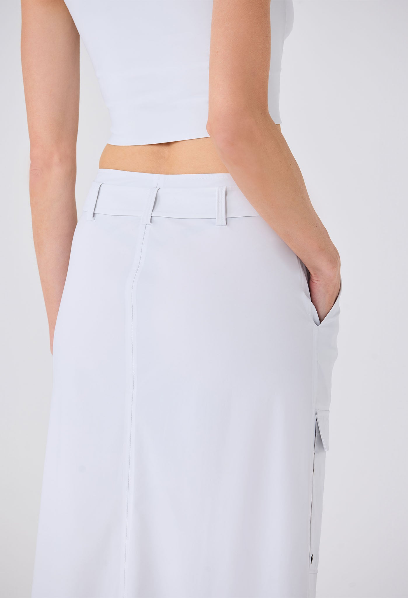 ROWAN CARGO MIDI SKIRT WHITE