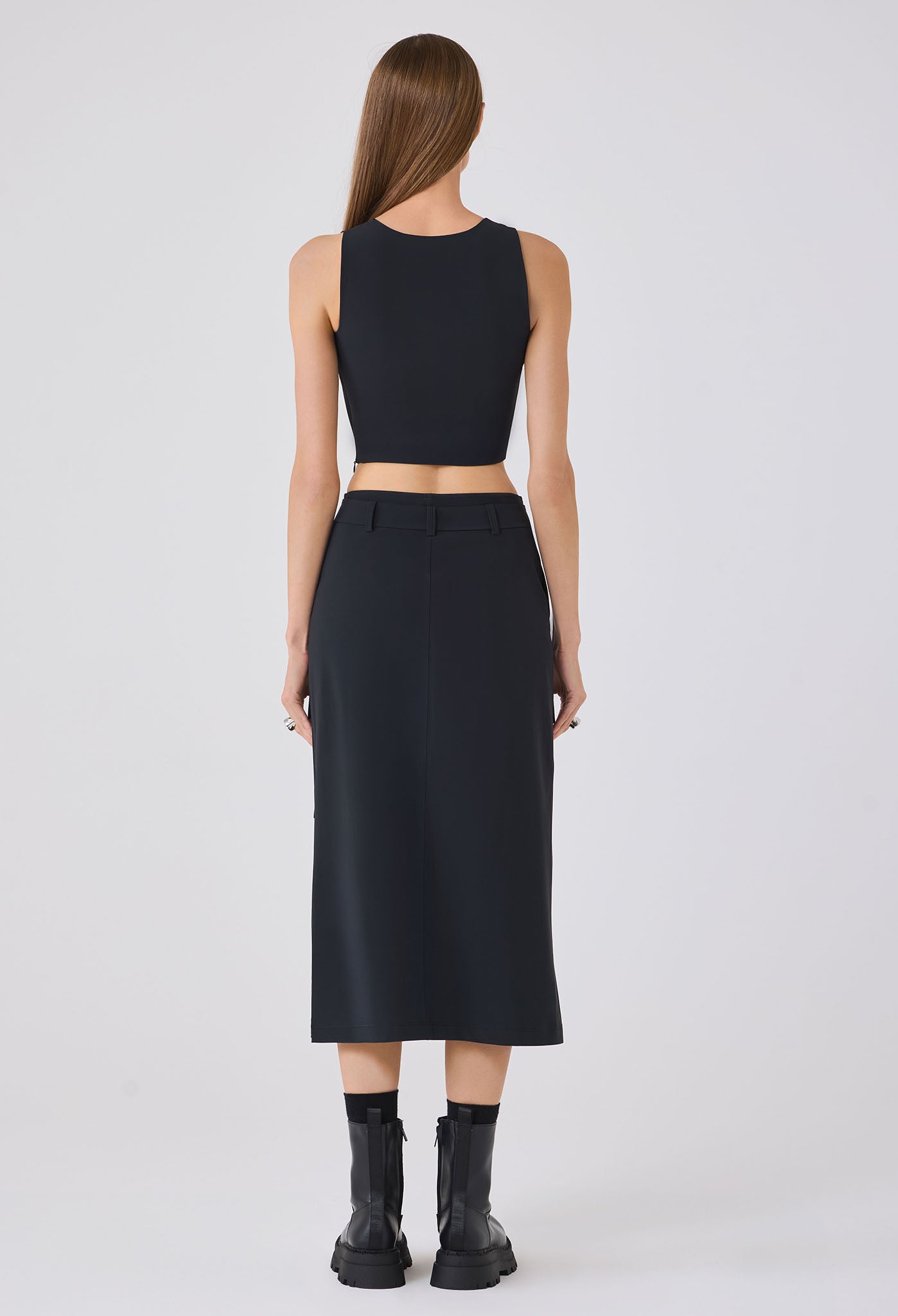 ROWAN CARGO MIDI SKIRT BLACK