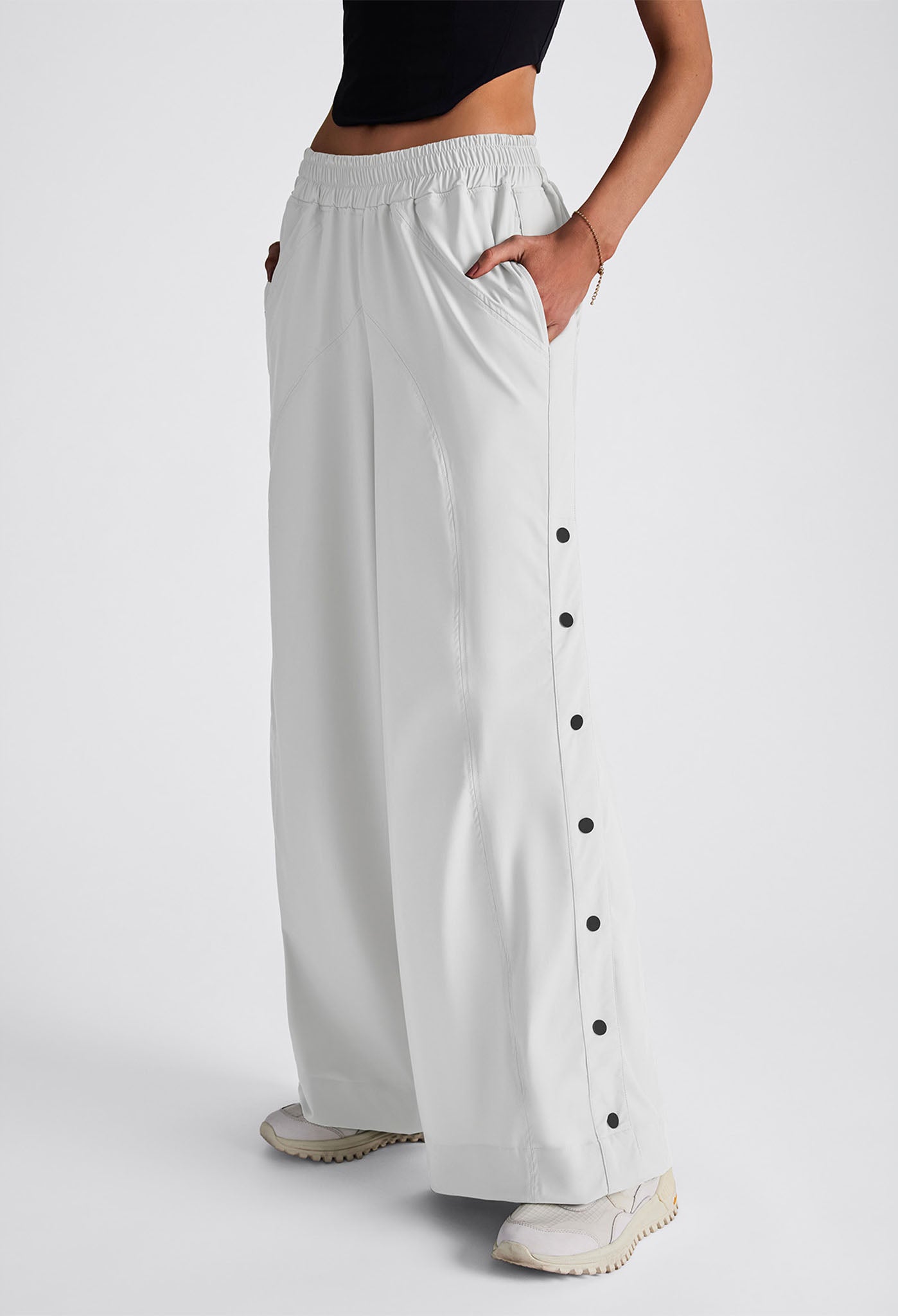 ALBA UTILITY SNAP BUTTON PANT WHITE