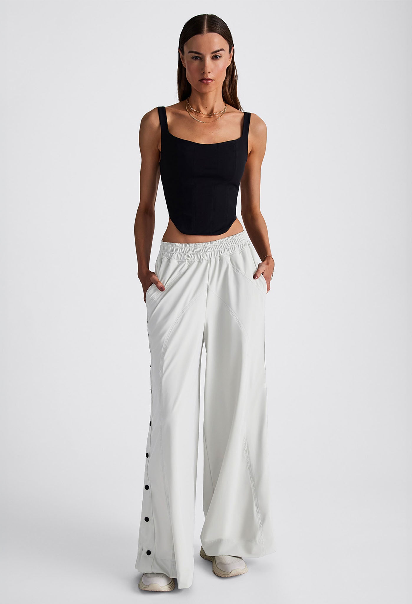 ALBA UTILITY SNAP BUTTON PANT WHITE