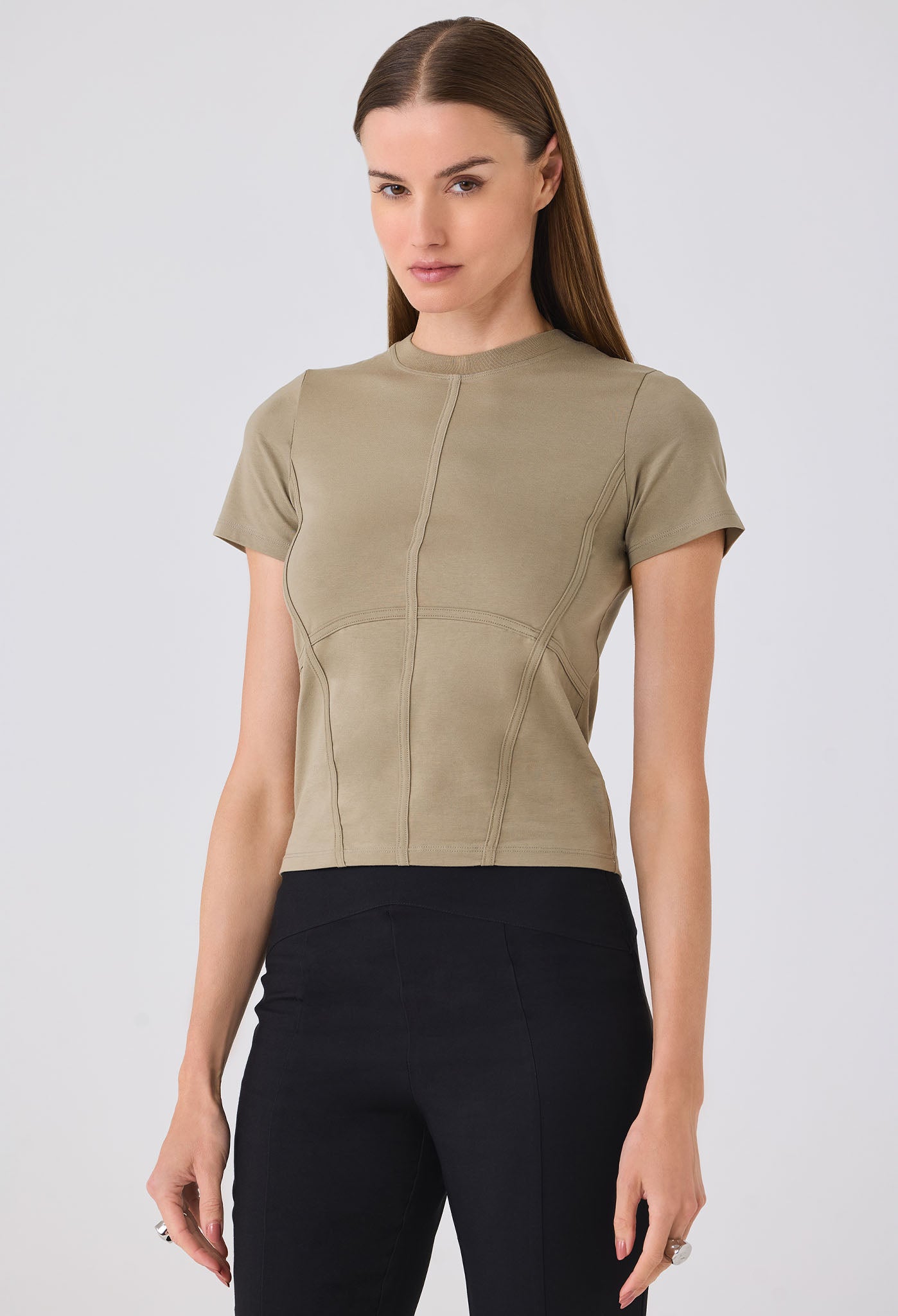 ELLIS SEAMED S/S TEE LEMON PEPPER