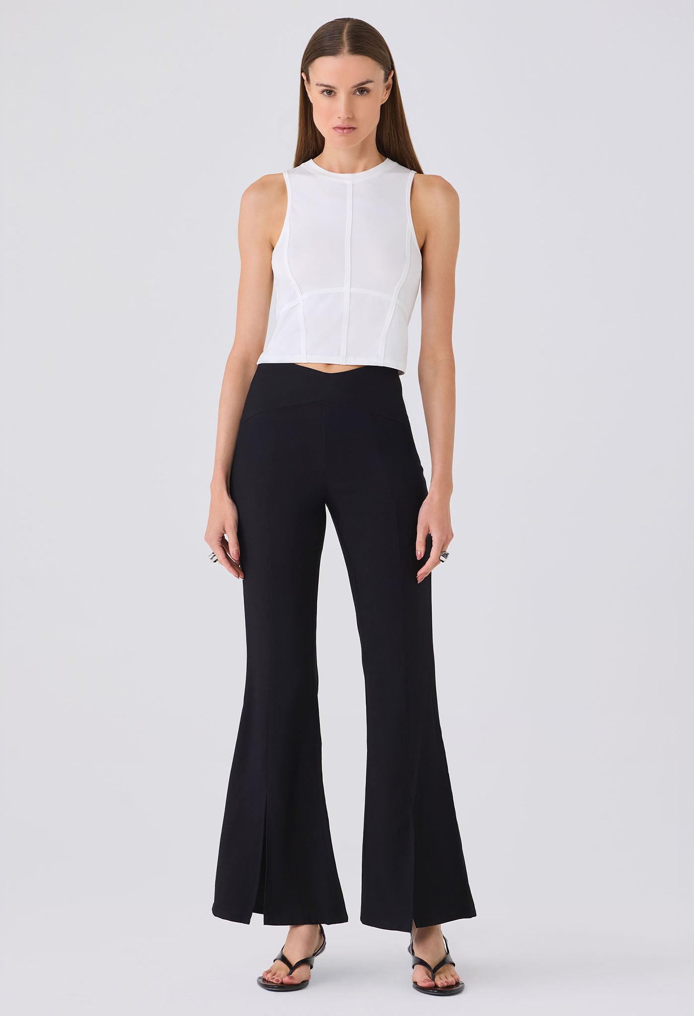 SOREN SEAMED CROPPED TANK BRIGHT WHITE