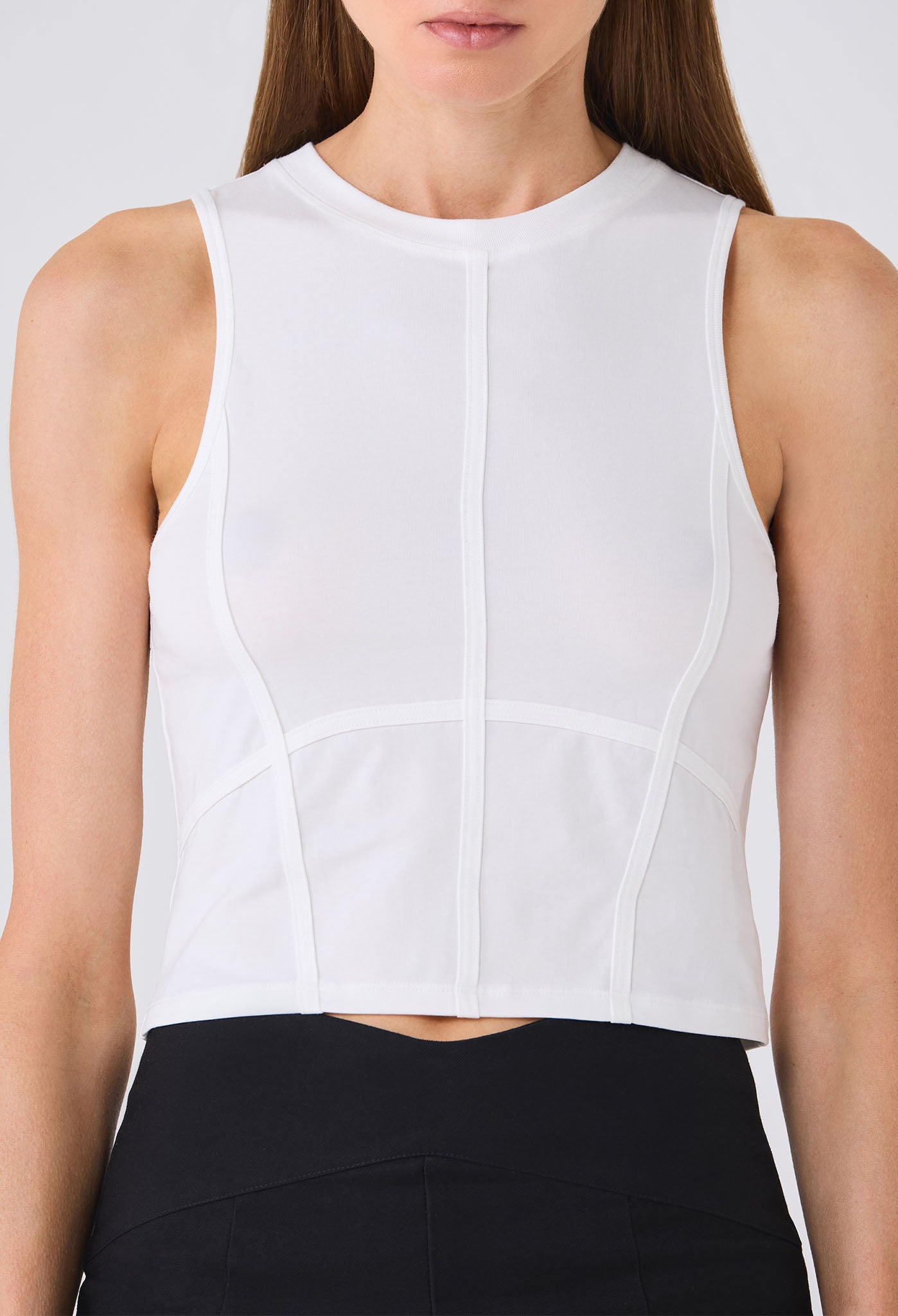 SOREN SEAMED CROPPED TANK BRIGHT WHITE
