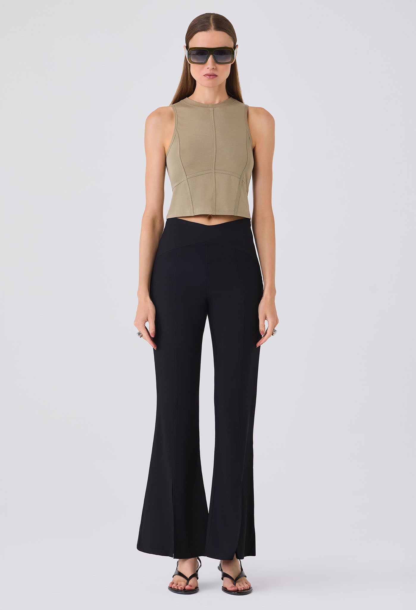 SOREN SEAMED CROPPED TANK LEMON PEPPER