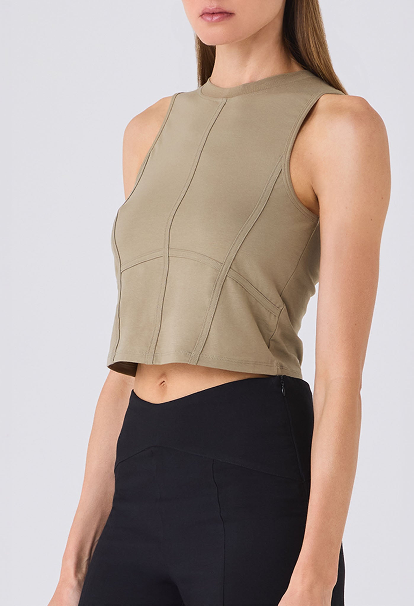SOREN SEAMED CROPPED TANK LEMON PEPPER