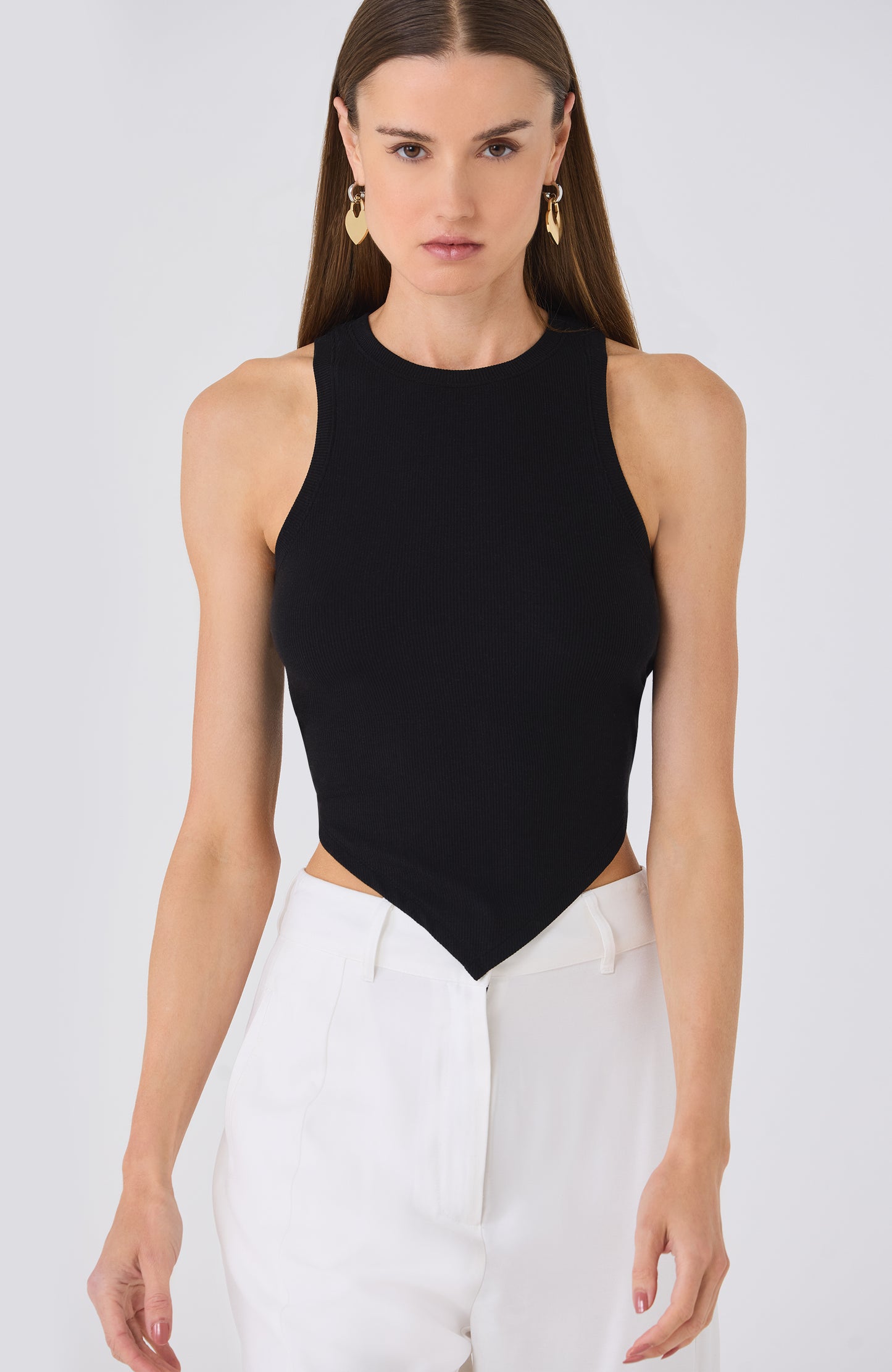 EFFY RUCHED BACK TANK BLACK