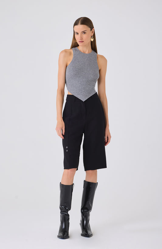 EFFY RUCHED BACK TANK HEATHER GREY