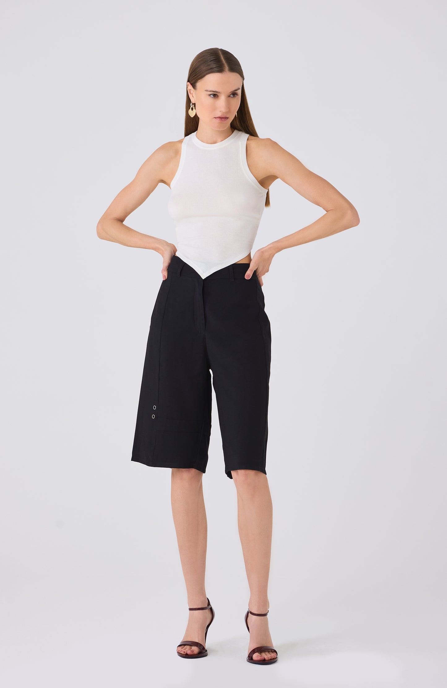 EFFY RUCHED BACK TANK WHITE
