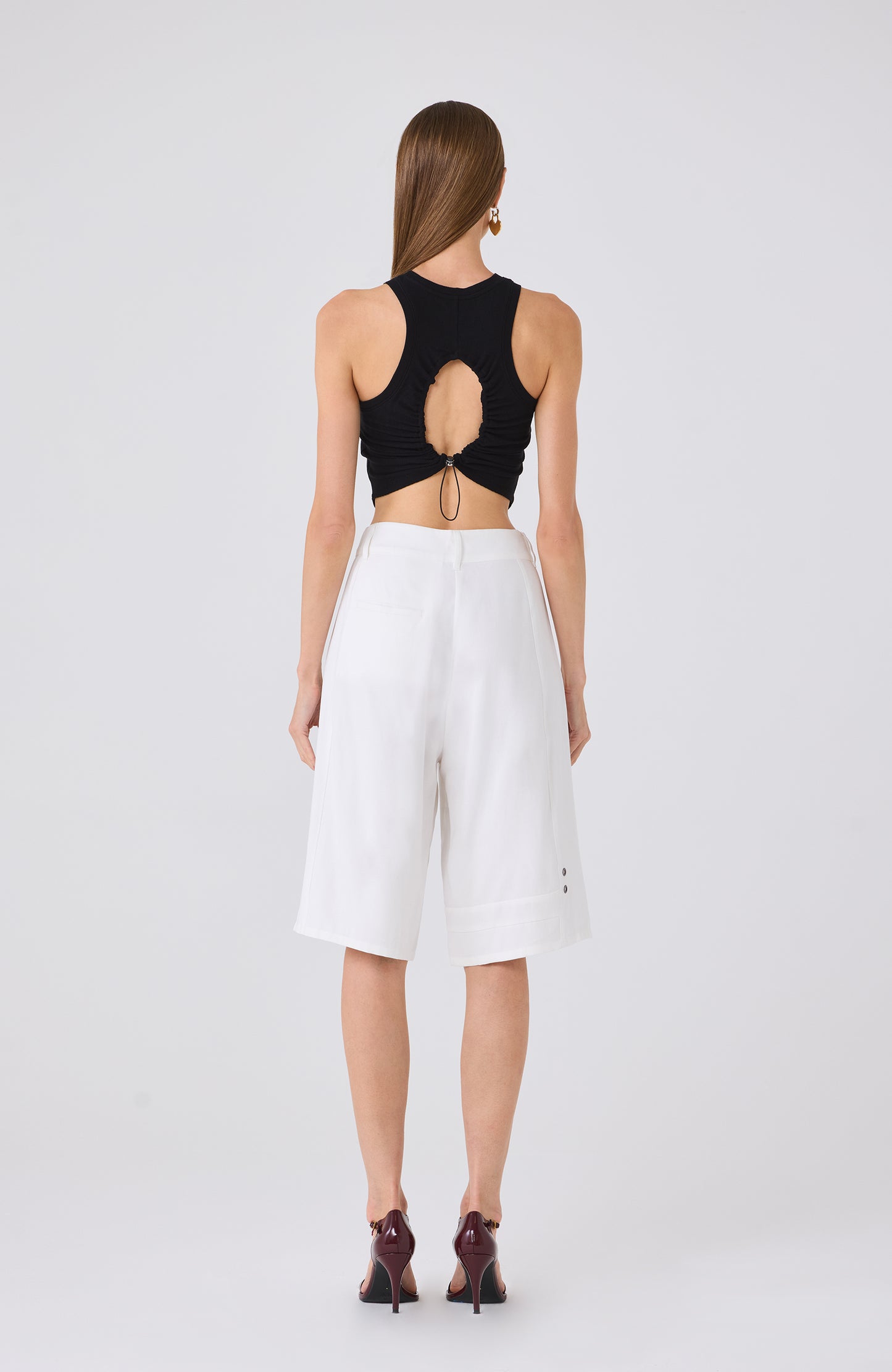 EFFY RUCHED BACK TANK BLACK