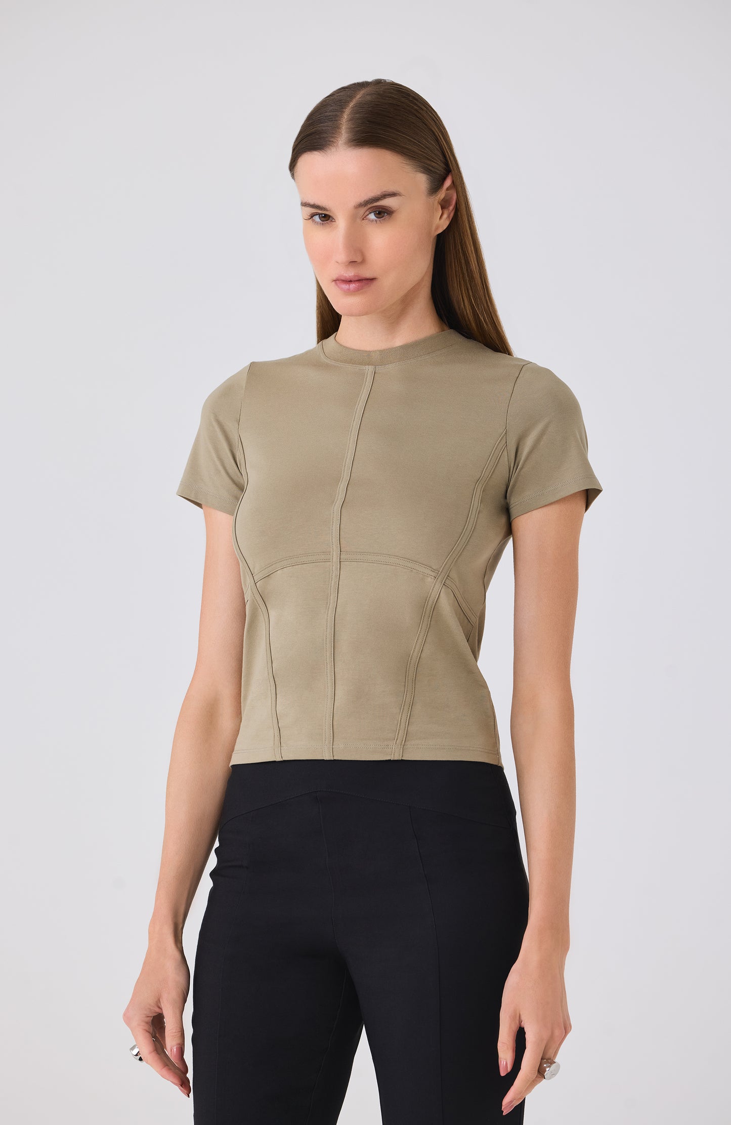 ELLIS SEAMED S/S TEE LEMON PEPPER