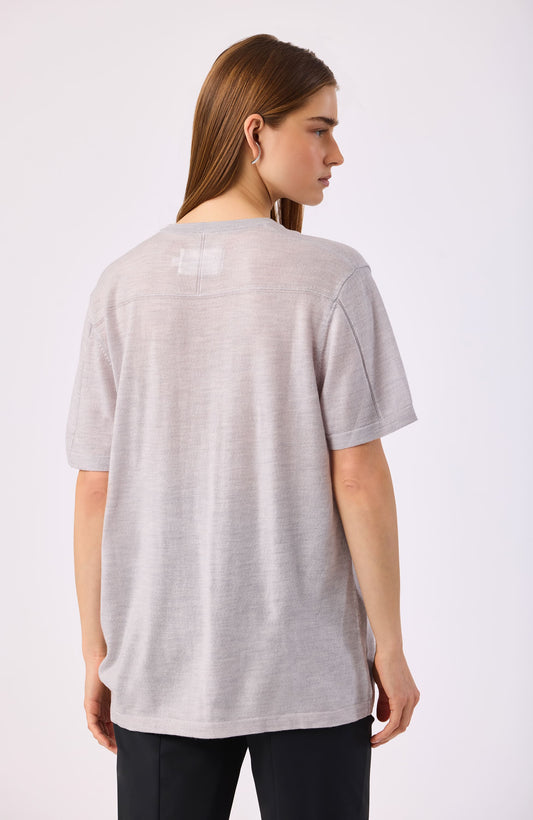 PHOEBE DEEP V S/S TEE LIGHT GREY