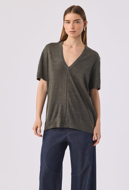 PHOEBE DEEP V S/S TEE ARMY