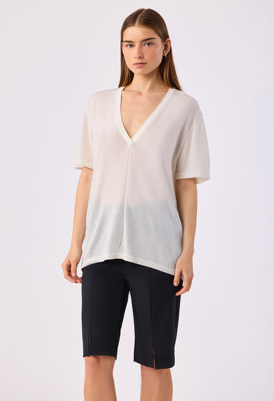 PHOEBE DEEP V S/S TEE CHALK