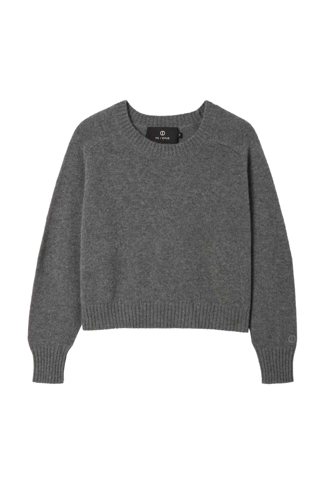 AMARA CASHMERE LONG SLEEVE CROP TOP THUNDER