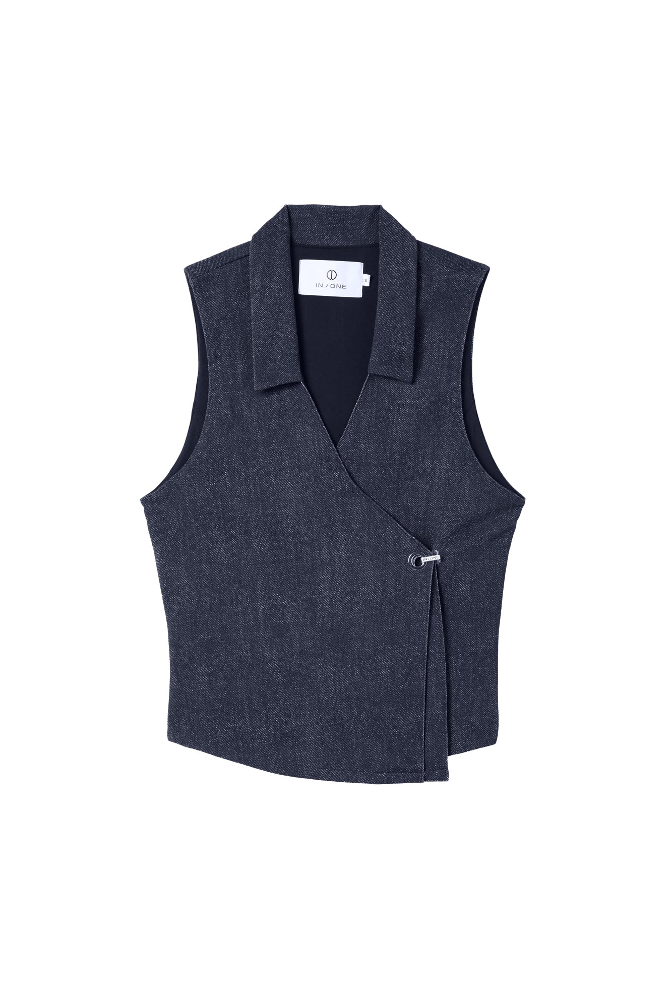 DELARA FAUX DENIM CONTRAST VEST