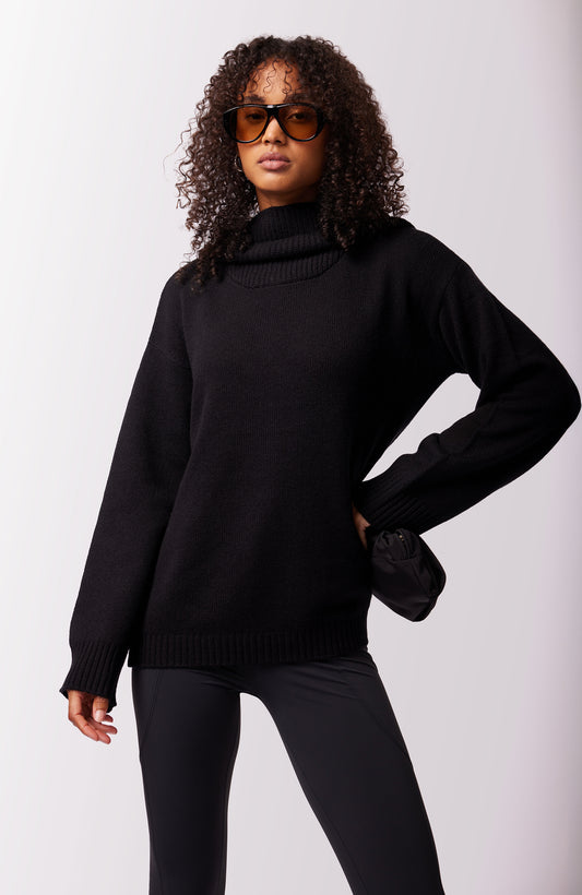 KENDAL CASHMERE PULLOVER HOODIE BLACK