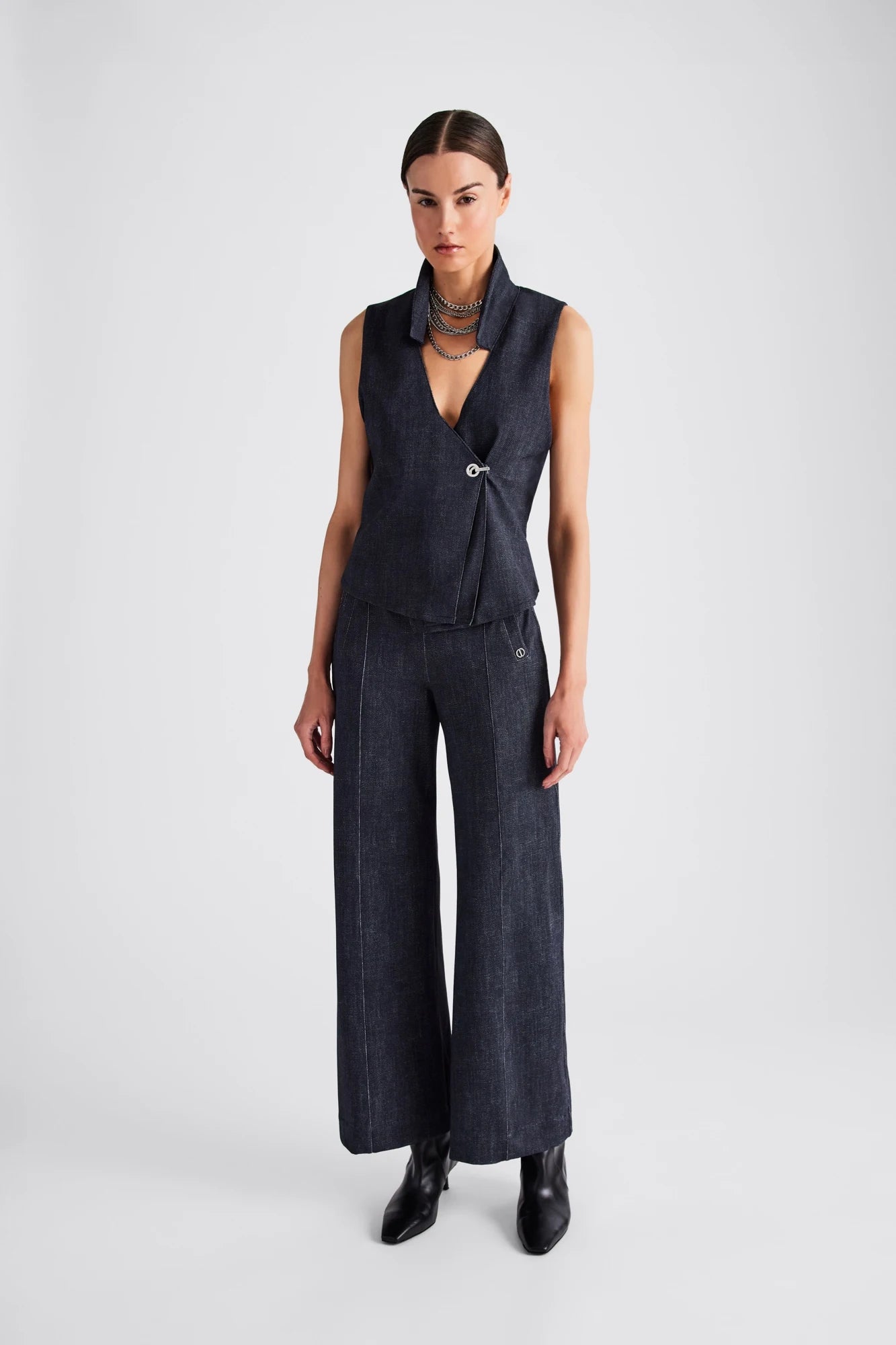 LUMI WIDE LEG FAUX DENIM PANT